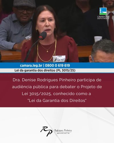 Leia mais sobre o artigo Dra. Denise Rodrigues Pinheiro representa a ABRAT em audiência pública sobre o PL 3.015/2025 na Câmara dos Deputados